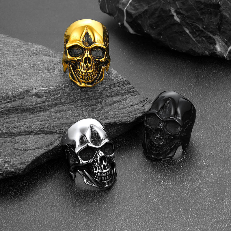 Gothic Biker Skull Stainless Steel Ring for