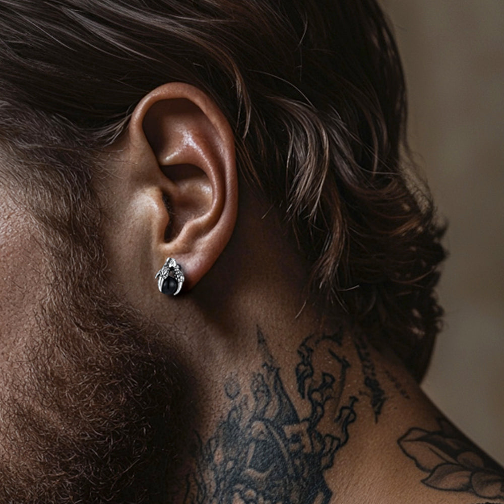 Dragon Claw Stud Earrings With Gemstone for 6mm