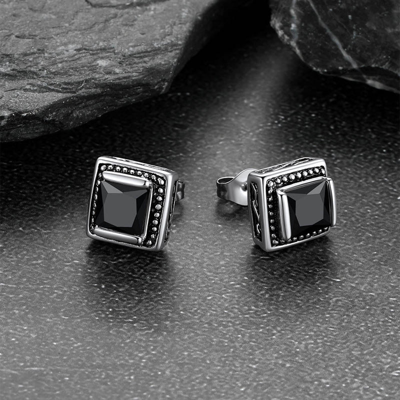 Stainless Steel Square Diamond Stud Earrings for