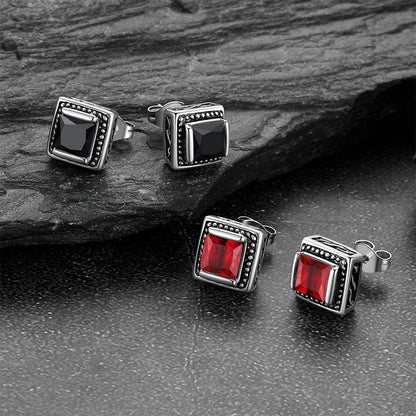 Stainless Steel Square Diamond Stud Earrings for