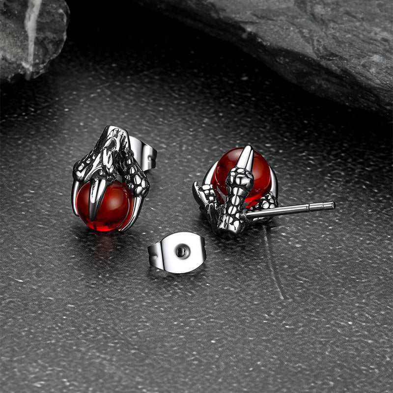 Dragon Claw Stud Earrings With Gemstone for 6mm