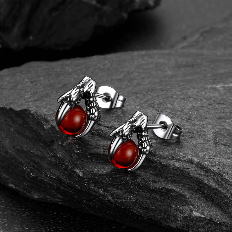 Dragon Claw Stud Earrings With Gemstone for 6mm