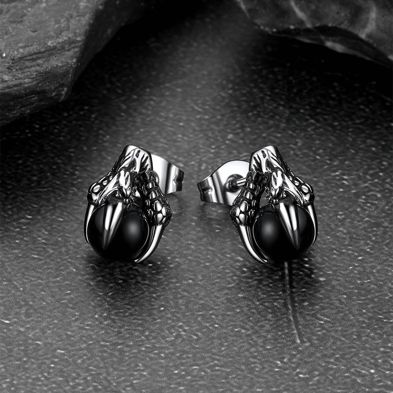 Dragon Claw Stud Earrings With Gemstone for 6mm