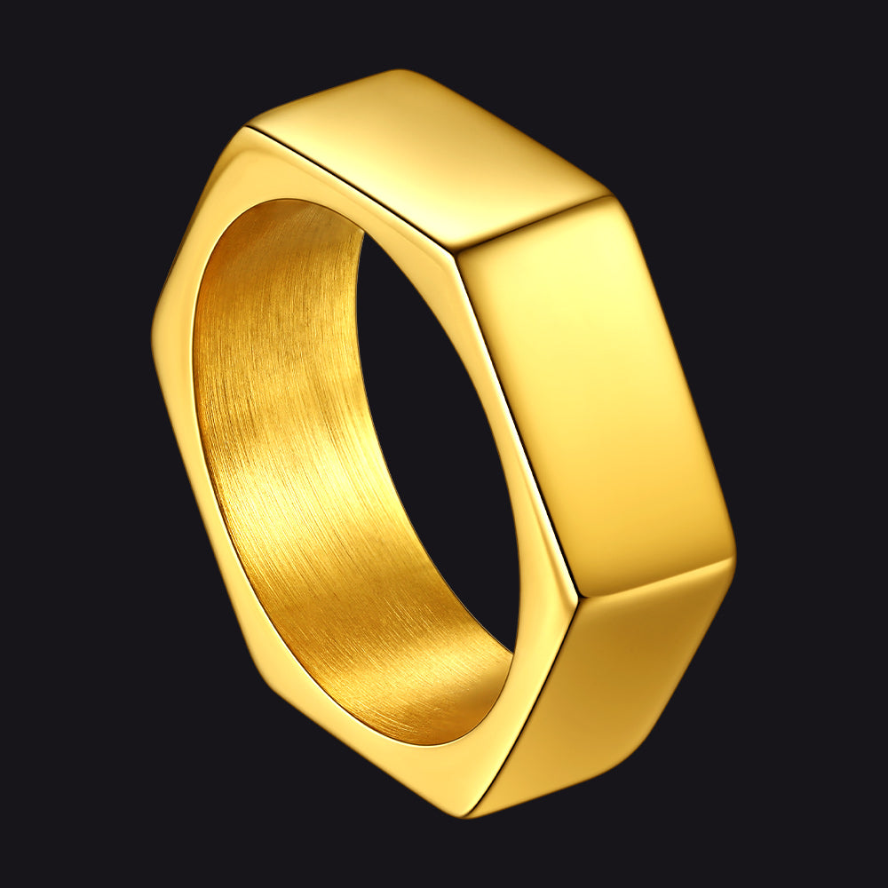 Custom 7mm Minimalist Geometric Band Ring for
