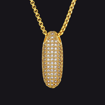 Gold Diamond Bubble Letter Initial Chain Necklace for