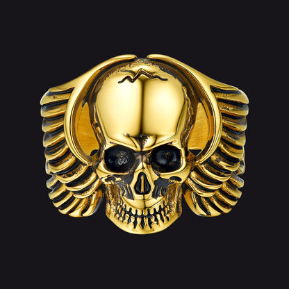 Gothic Cool Wings Skull Stainless Steel Ring for