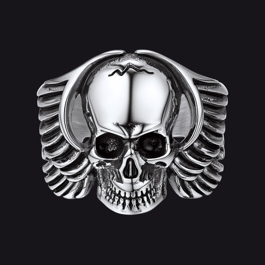 Gothic Cool Wings Skull Stainless Steel Ring for