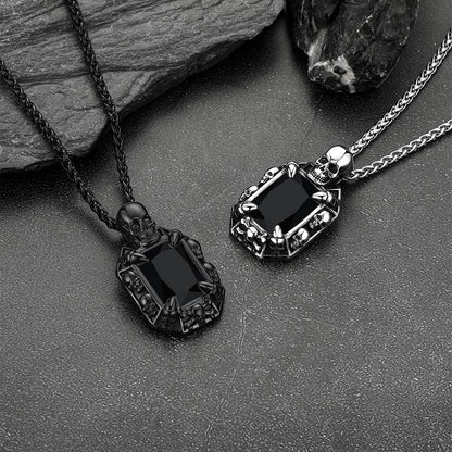 Cuban Curb Chain & Skull Crystal Layered Necklaces Set for