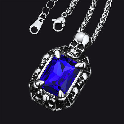 Gothic Skull Dragon Claw Crystal Necklace for