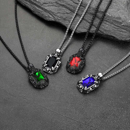 Gothic Skull Dragon Claw Crystal Necklace for