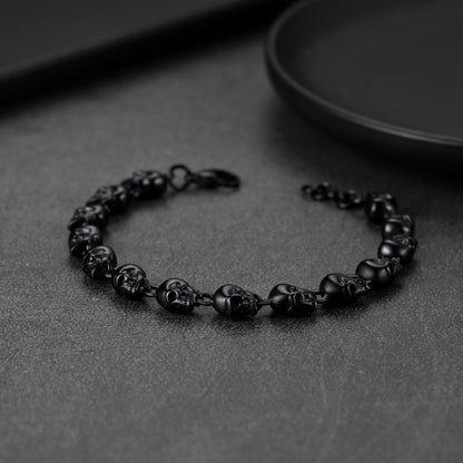 Gothic Linked Chain Skull Bracelet for