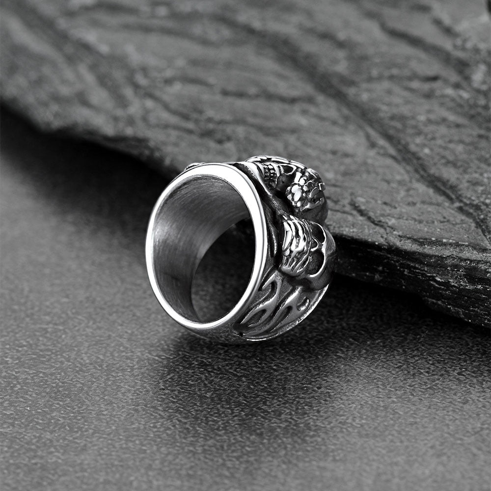 Gothic Punk Biker Skull Ring See No Evil Stainless Steel