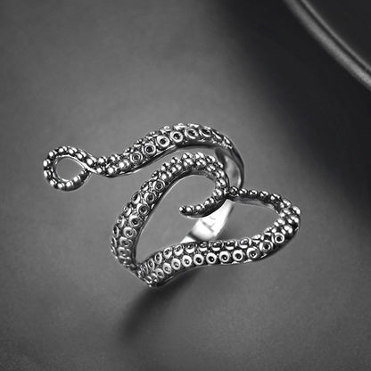 Gothic Punk Animal Octopus Adjustable Open Ring for