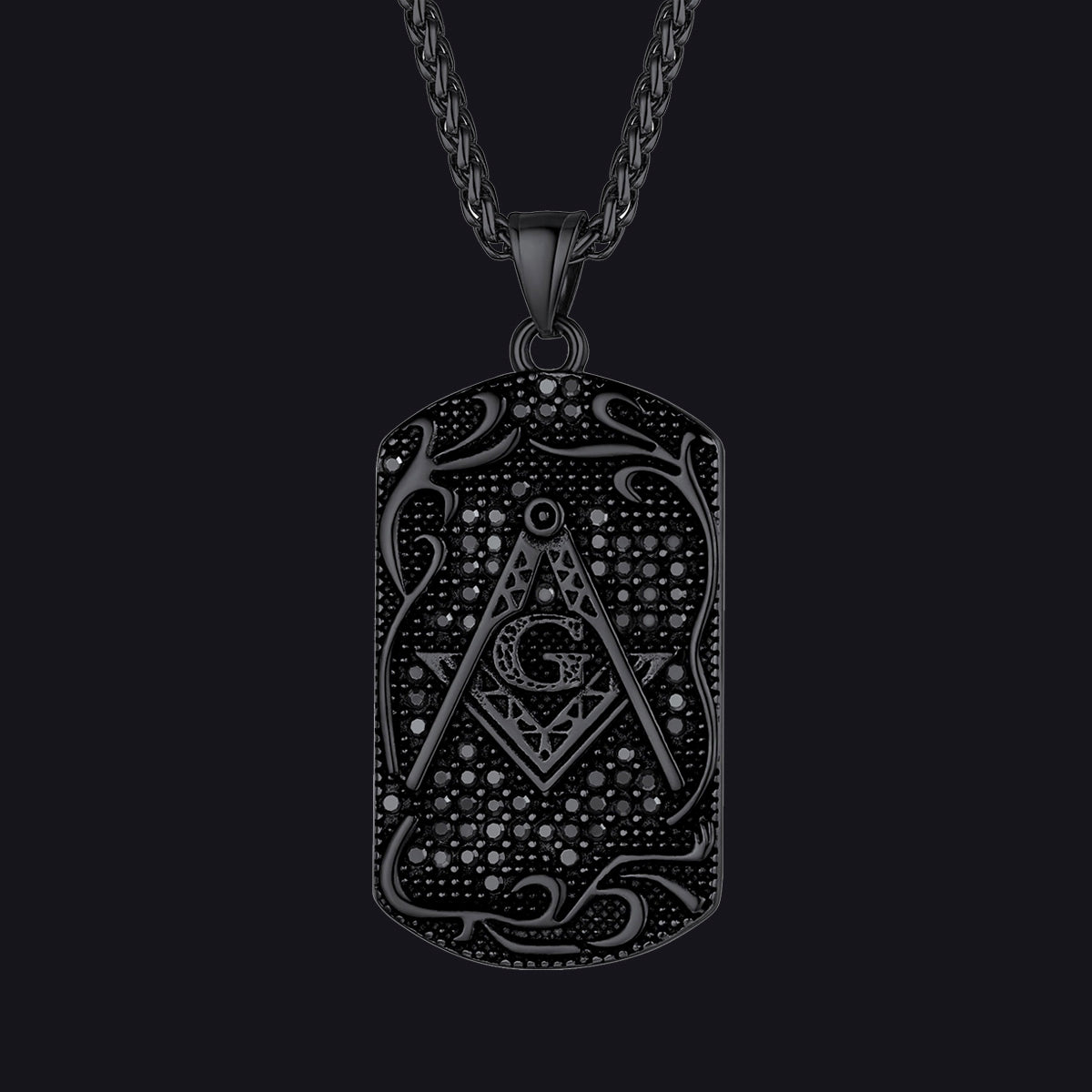 Engraved Masonic Freemason Dog Tag Necklace for