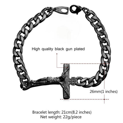 Christian Cross Cuban Chain Bracelet Gift for My Son Grandson