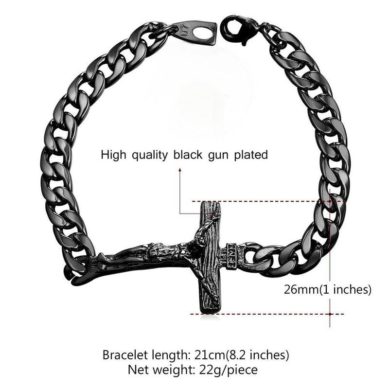 Christian Cross Cuban Chain Bracelet Gift for My Son Grandson