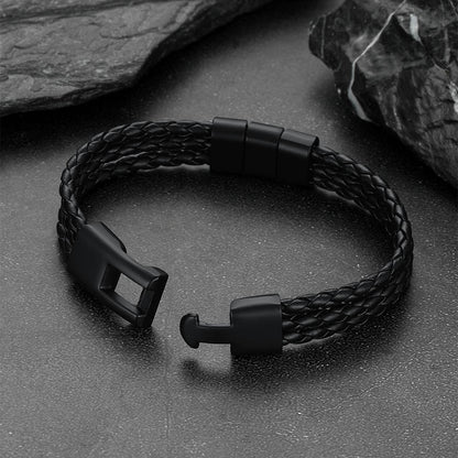 Customized Braided Leather Bracelet With Name Beads for