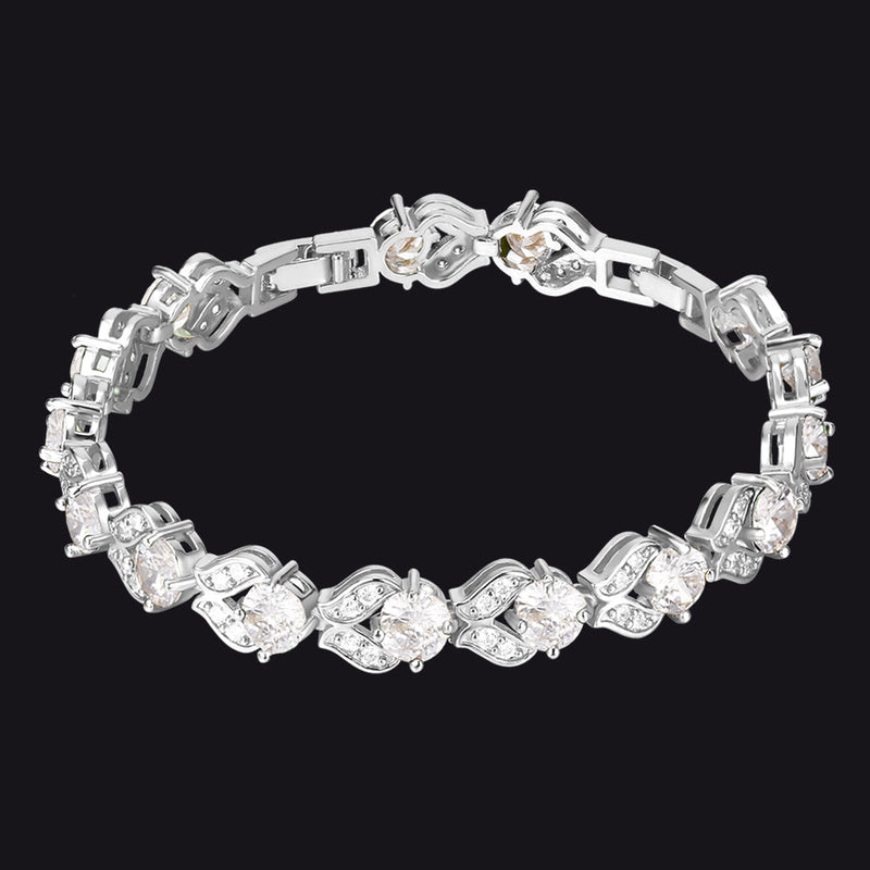 9mm Diamond Cut Gem Crystal Chain Bracelet for With Cz