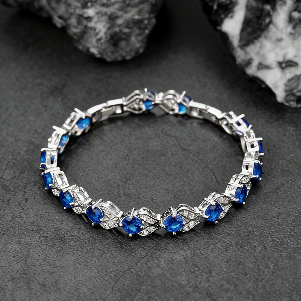 9mm Diamond Cut Gem Crystal Chain Bracelet for With Cz