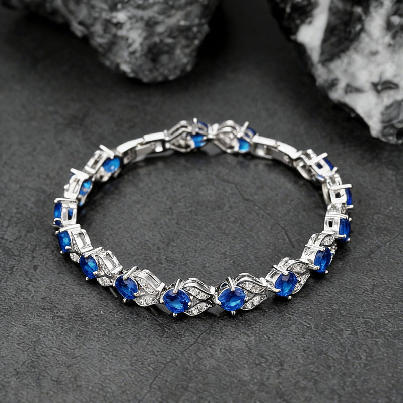9mm Diamond Cut Gem Crystal Chain Bracelet for With Cz