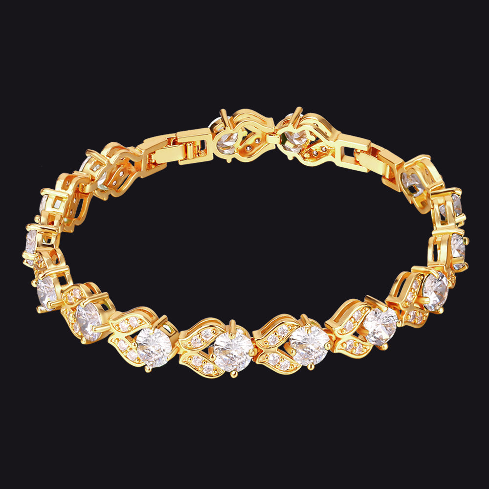 9mm Diamond Cut Gem Crystal Chain Bracelet for With Cz