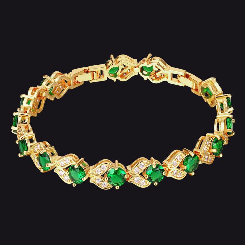 9mm Diamond Cut Gem Crystal Chain Bracelet for With Cz