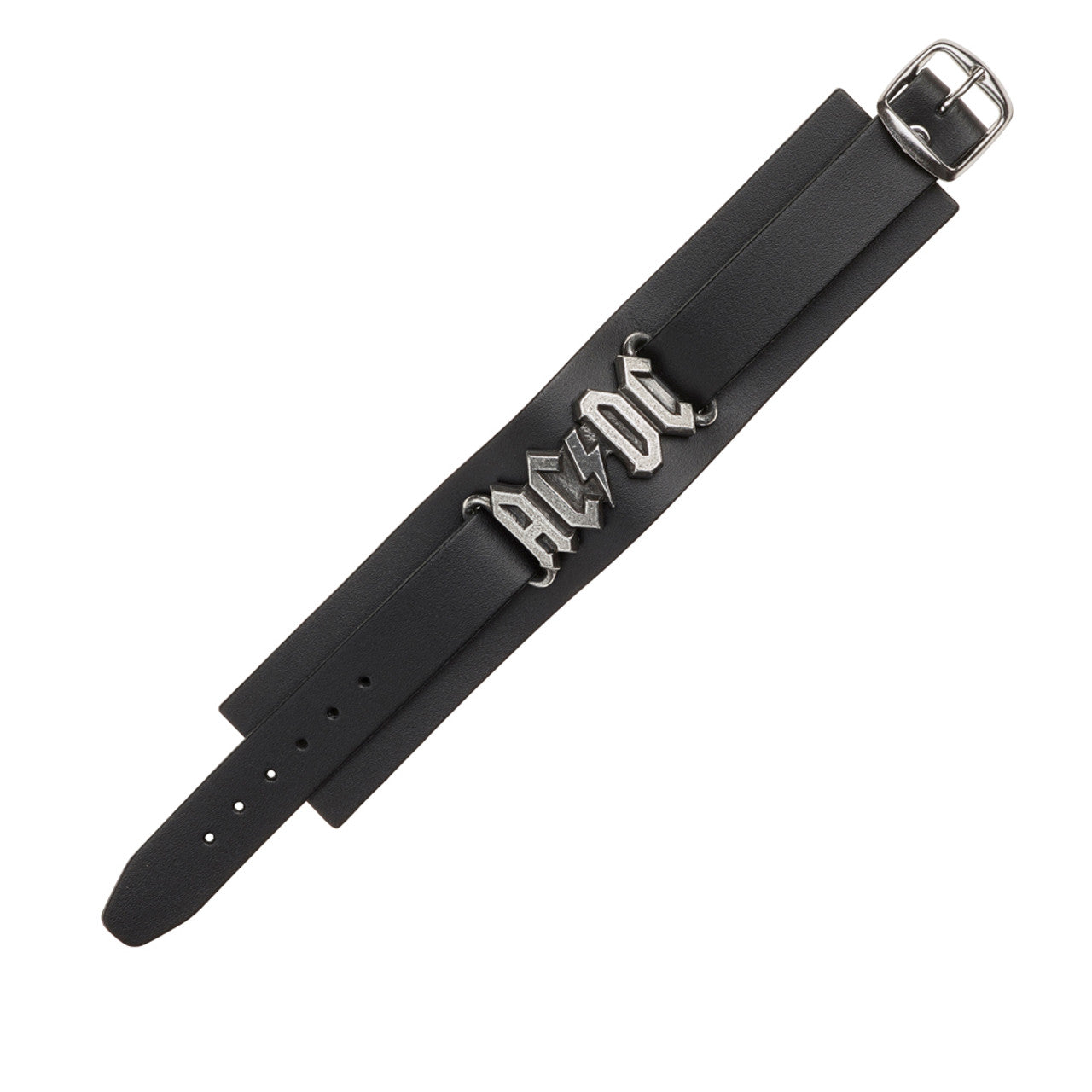 Ac/dc Logo Black Leather Wriststrap Bracelet by Alchemy Gothic