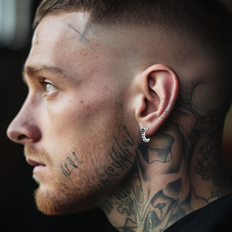 Half-circle Skull Rivet Huggie Stud Earrings for