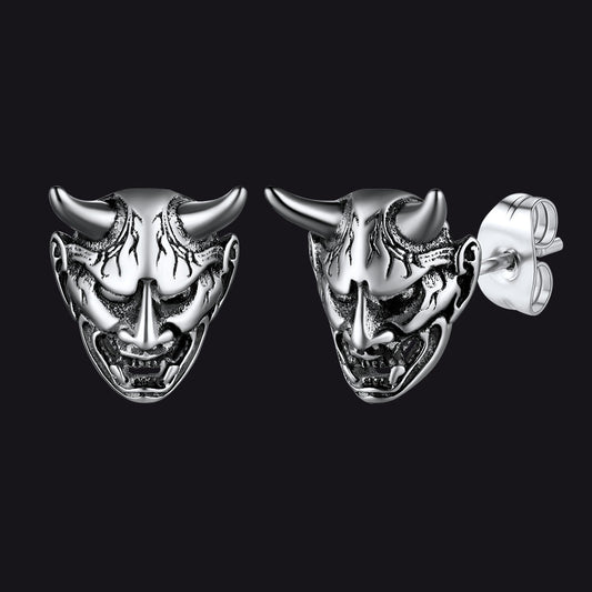 Halloween Hannya Mask Devil Horn Earrings for