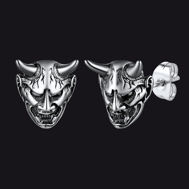 Halloween Hannya Mask Devil Horn Earrings for