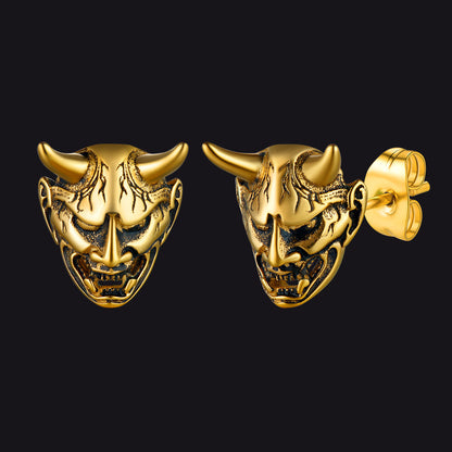 Halloween Hannya Mask Devil Horn Earrings for
