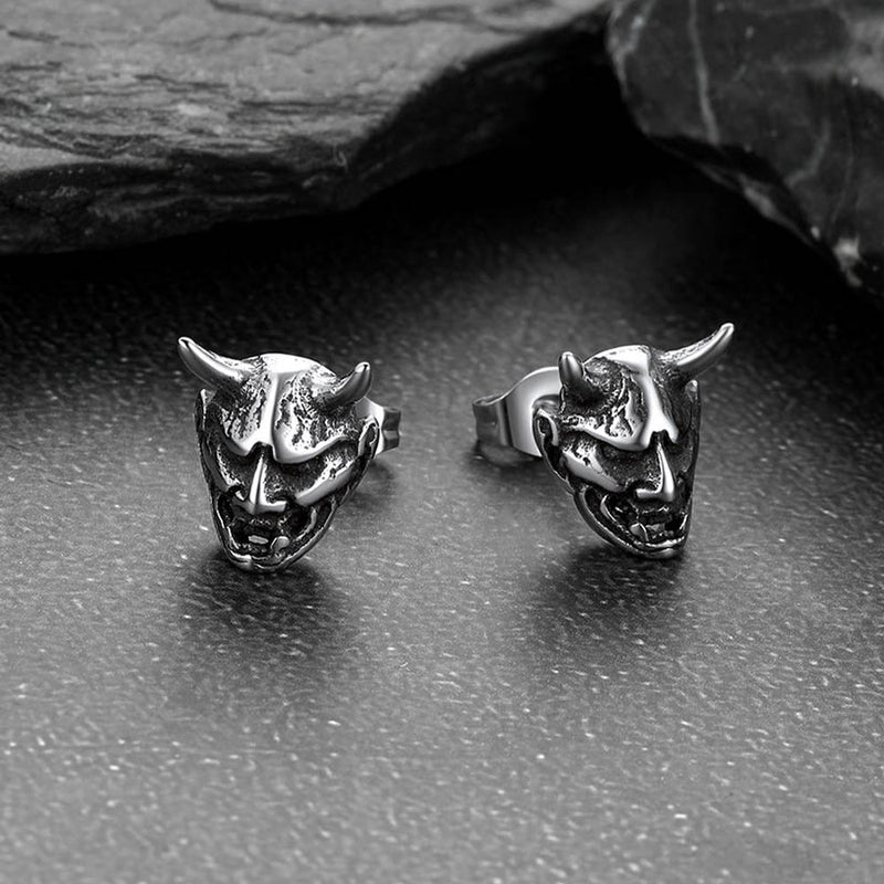 Halloween Hannya Mask Devil Horn Earrings for