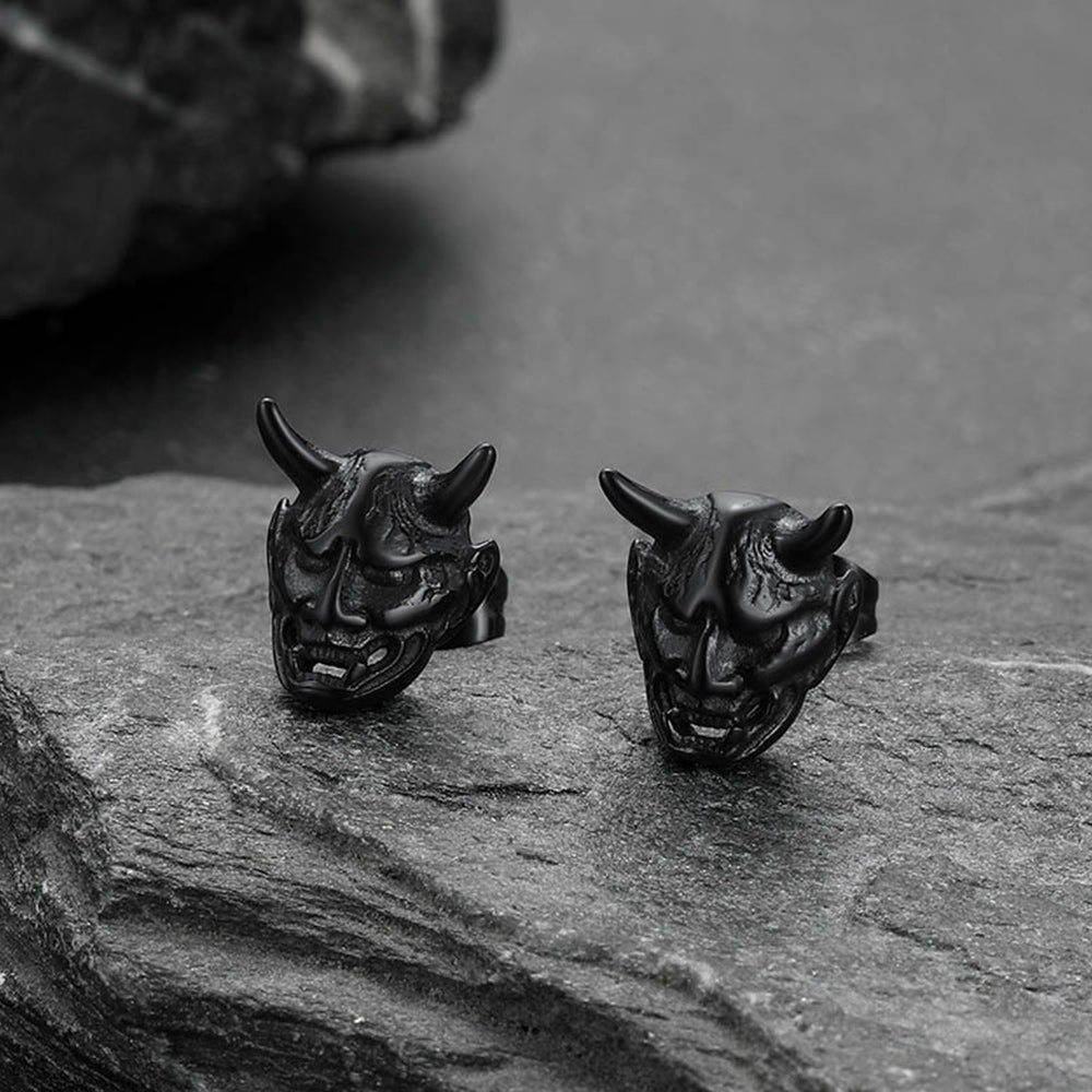Halloween Hannya Mask Devil Horn Earrings for