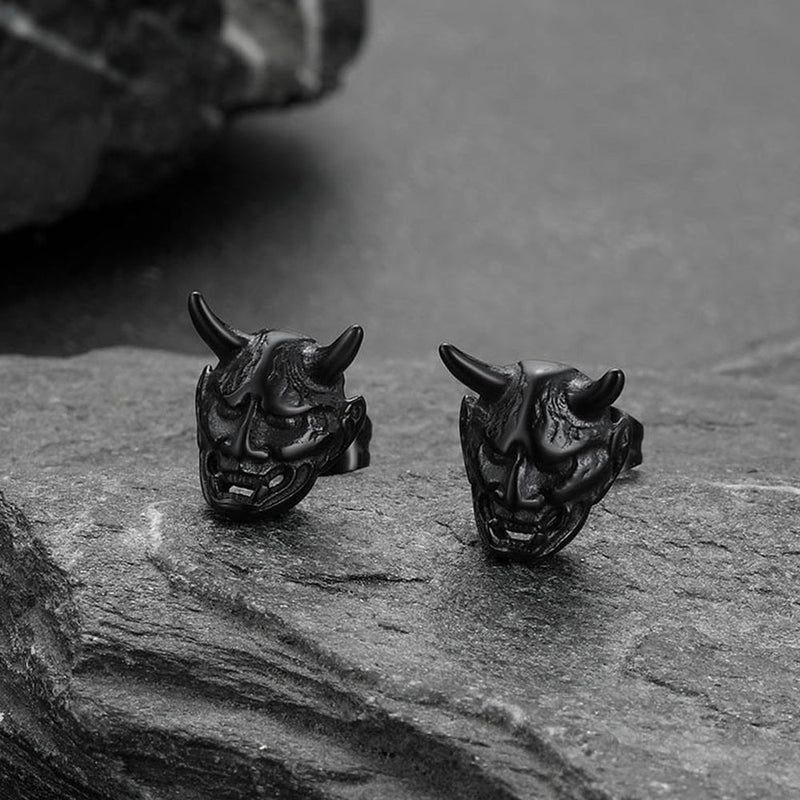 Halloween Hannya Mask Devil Horn Earrings for
