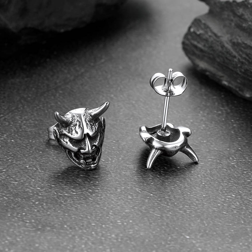 Halloween Hannya Mask Devil Horn Earrings for