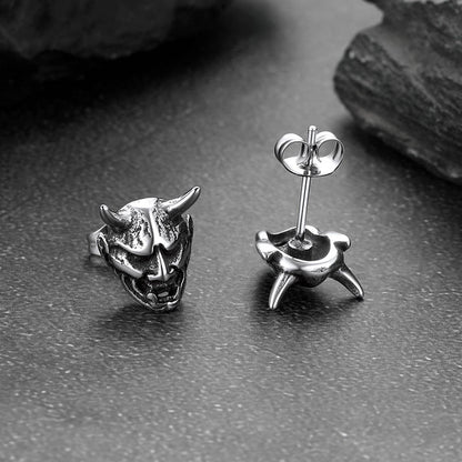 Halloween Hannya Mask Devil Horn Earrings for