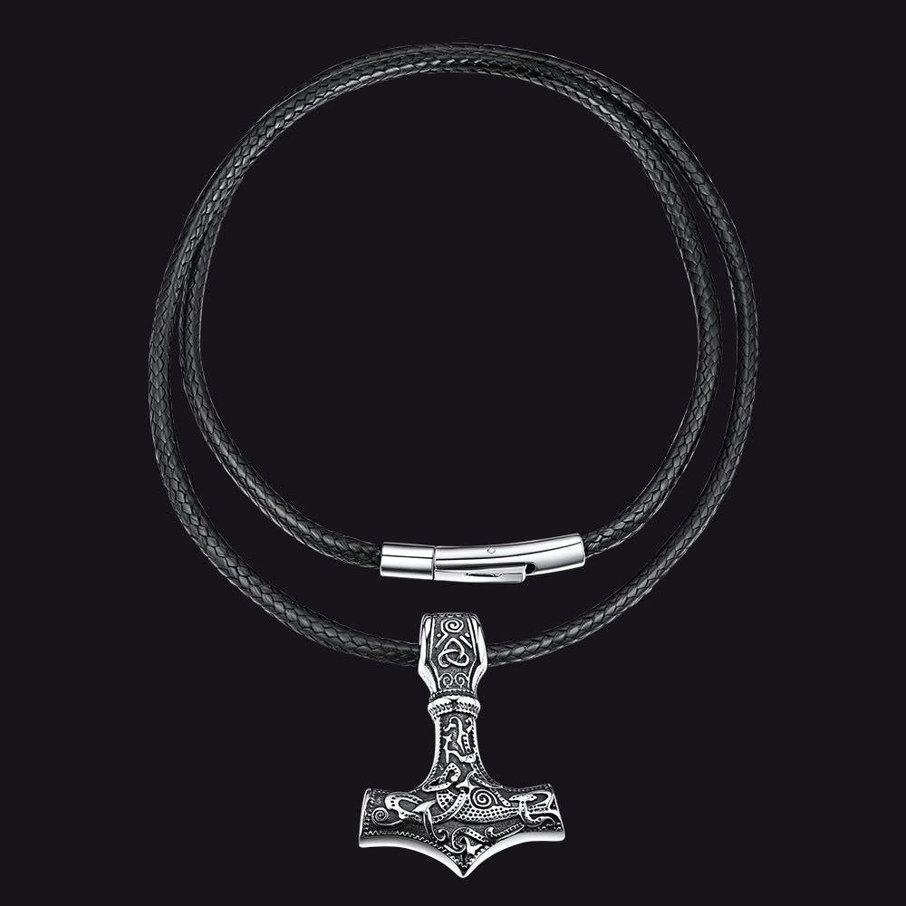 Norse Viking Thor's Hammer Necklace Mjolnir Pendant for