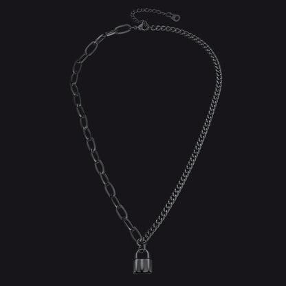 Handcuff Padlock Pendant Curb Chain Necklace for