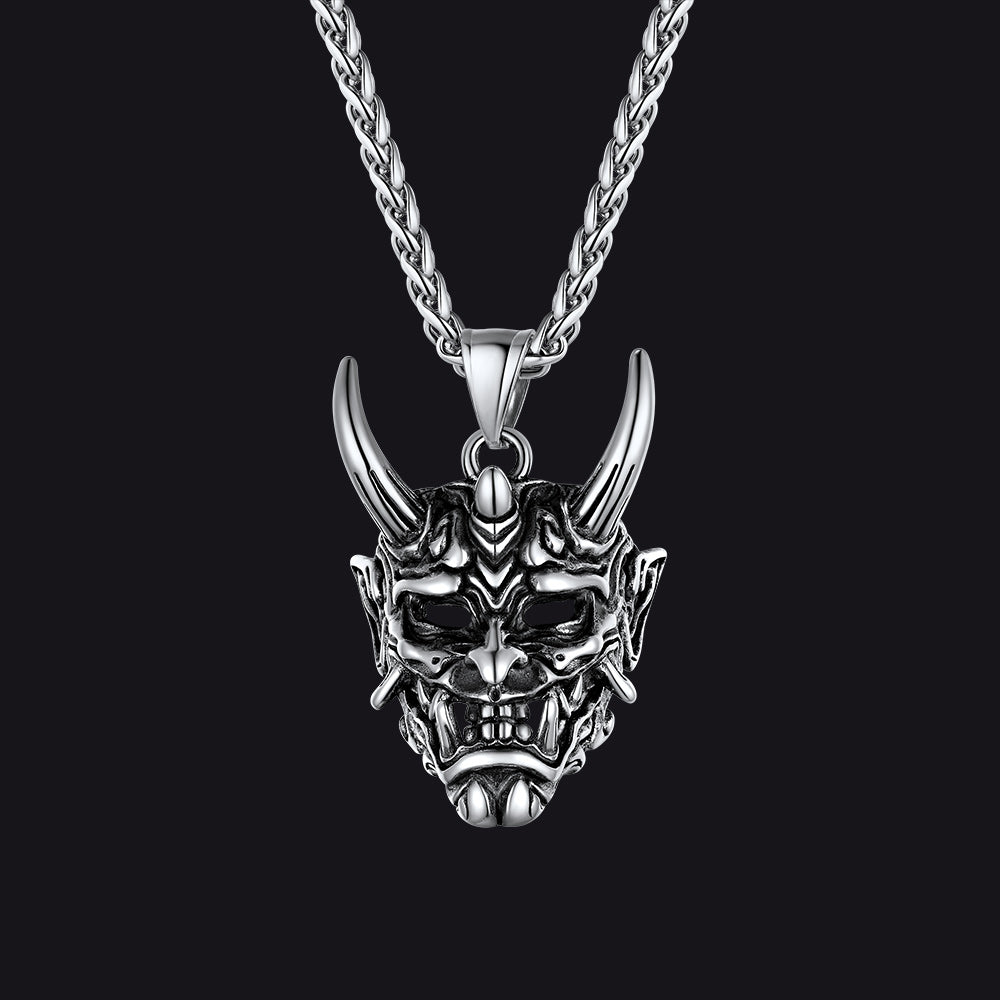 Gothic Evil Hannya Damon Mask Pendant Necklace for