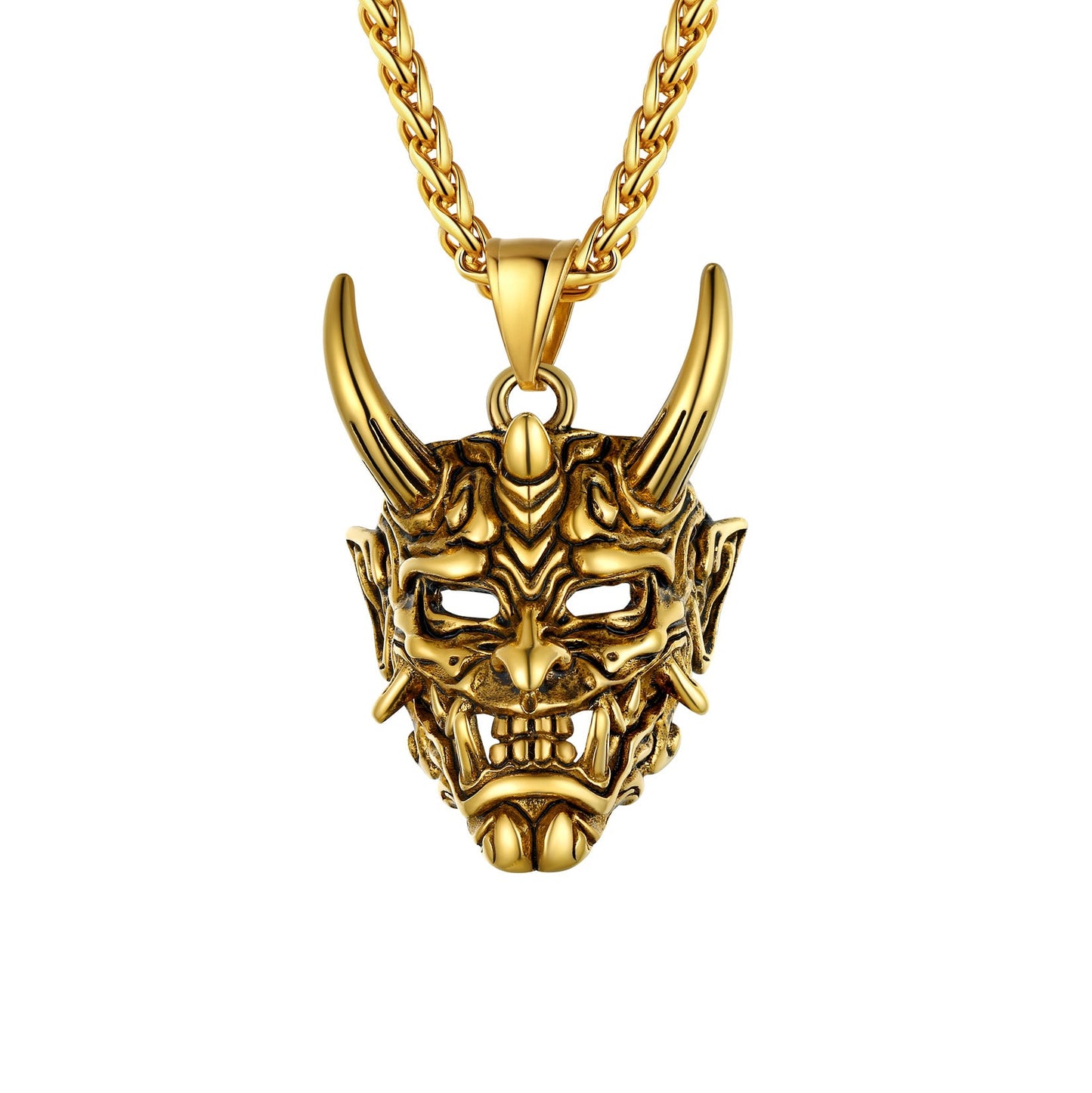 Gothic Evil Hannya Damon Mask Pendant Necklace for