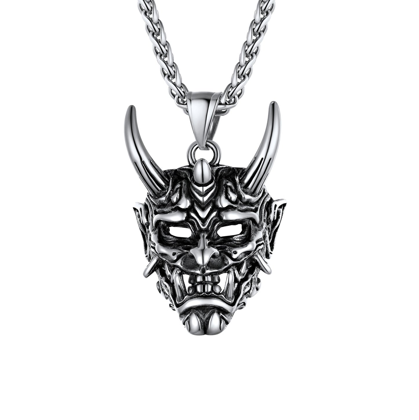 Gothic Evil Hannya Damon Mask Pendant Necklace for