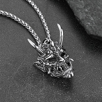 Gothic Evil Hannya Damon Mask Pendant Necklace for