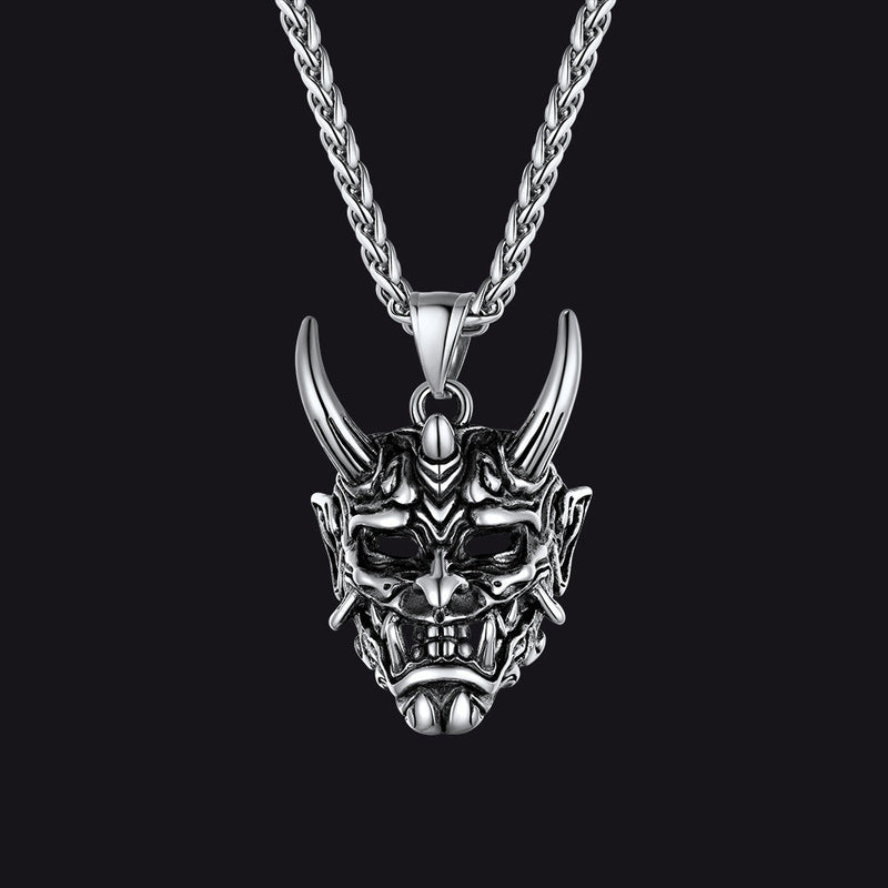 Gothic Evil Hannya Damon Mask Pendant Necklace for