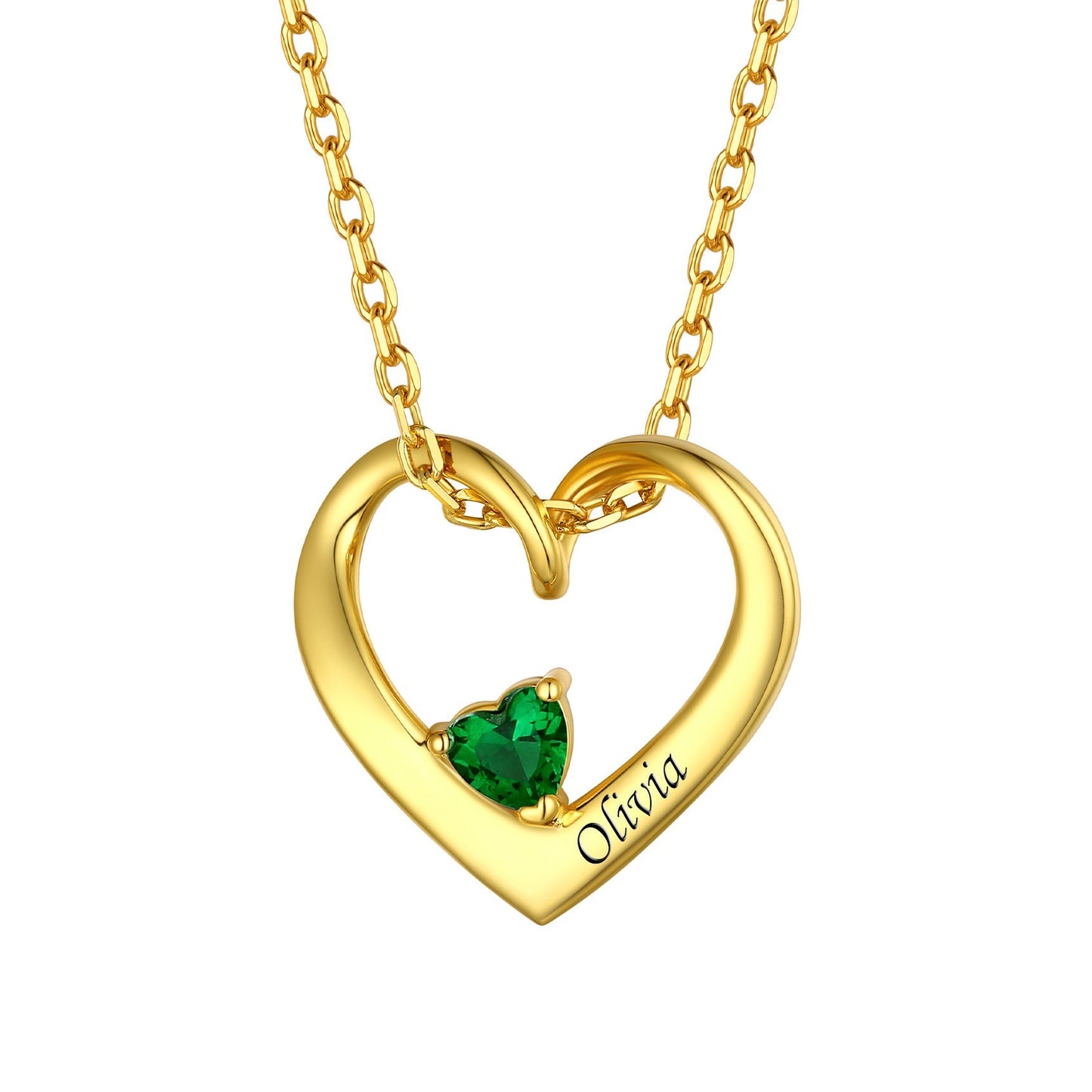 Sterling Silver Personalized 1-5 Hearts Birthstones Necklace for Family