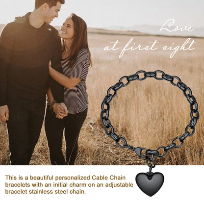 Custom Heart Link Chain Bracelet Gift for Couple
