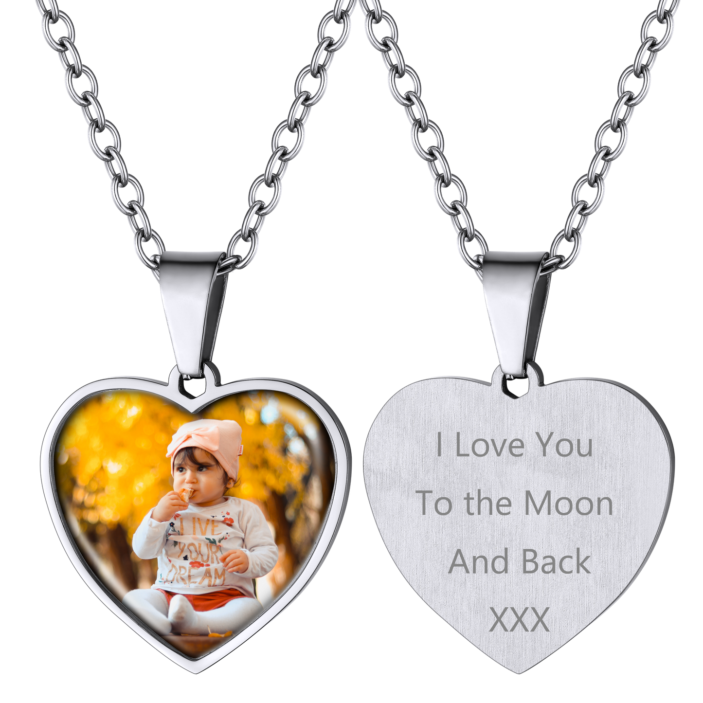 Customized Heart Photo Necklace Memorial Gift for