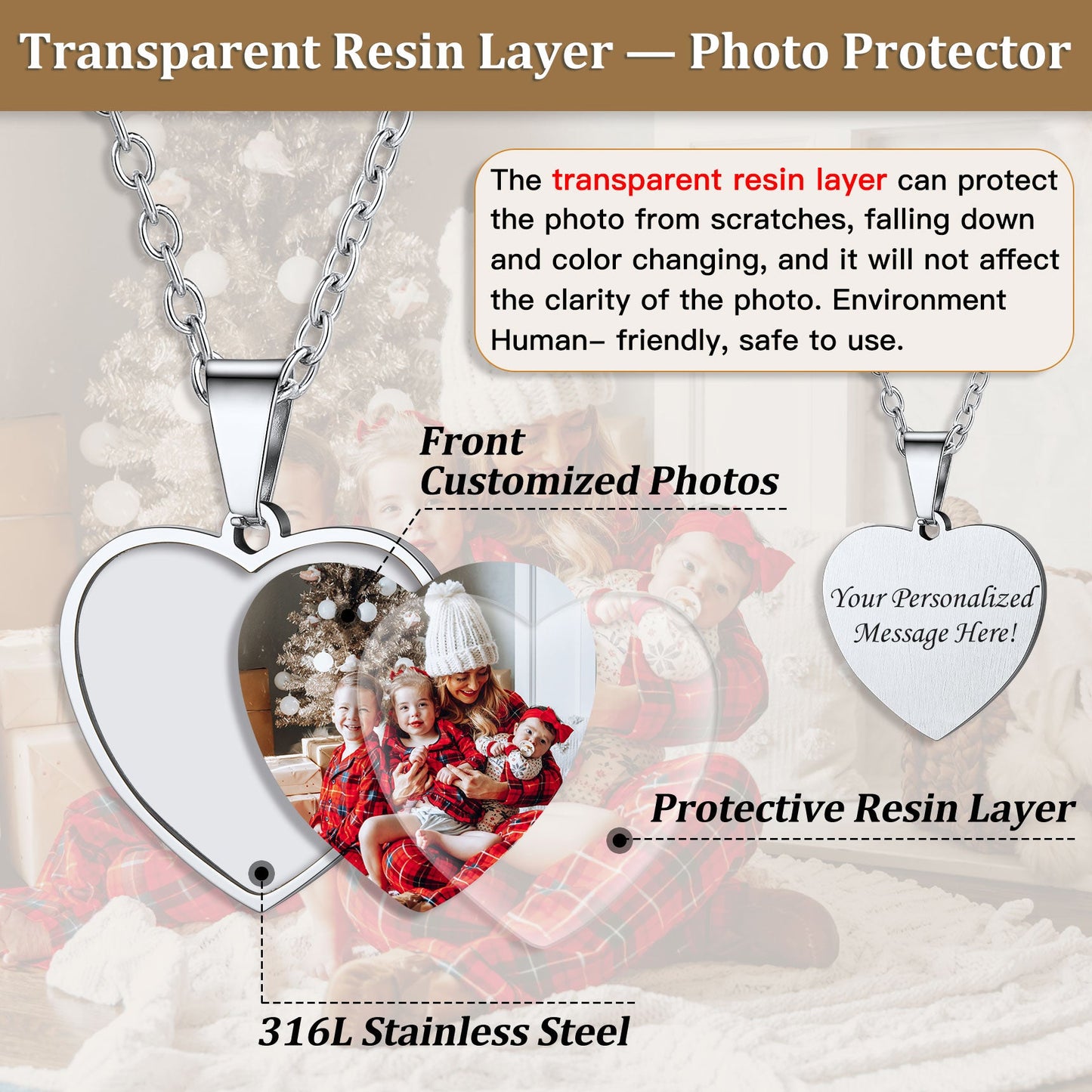 Customized Heart Photo Necklace Memorial Gift for