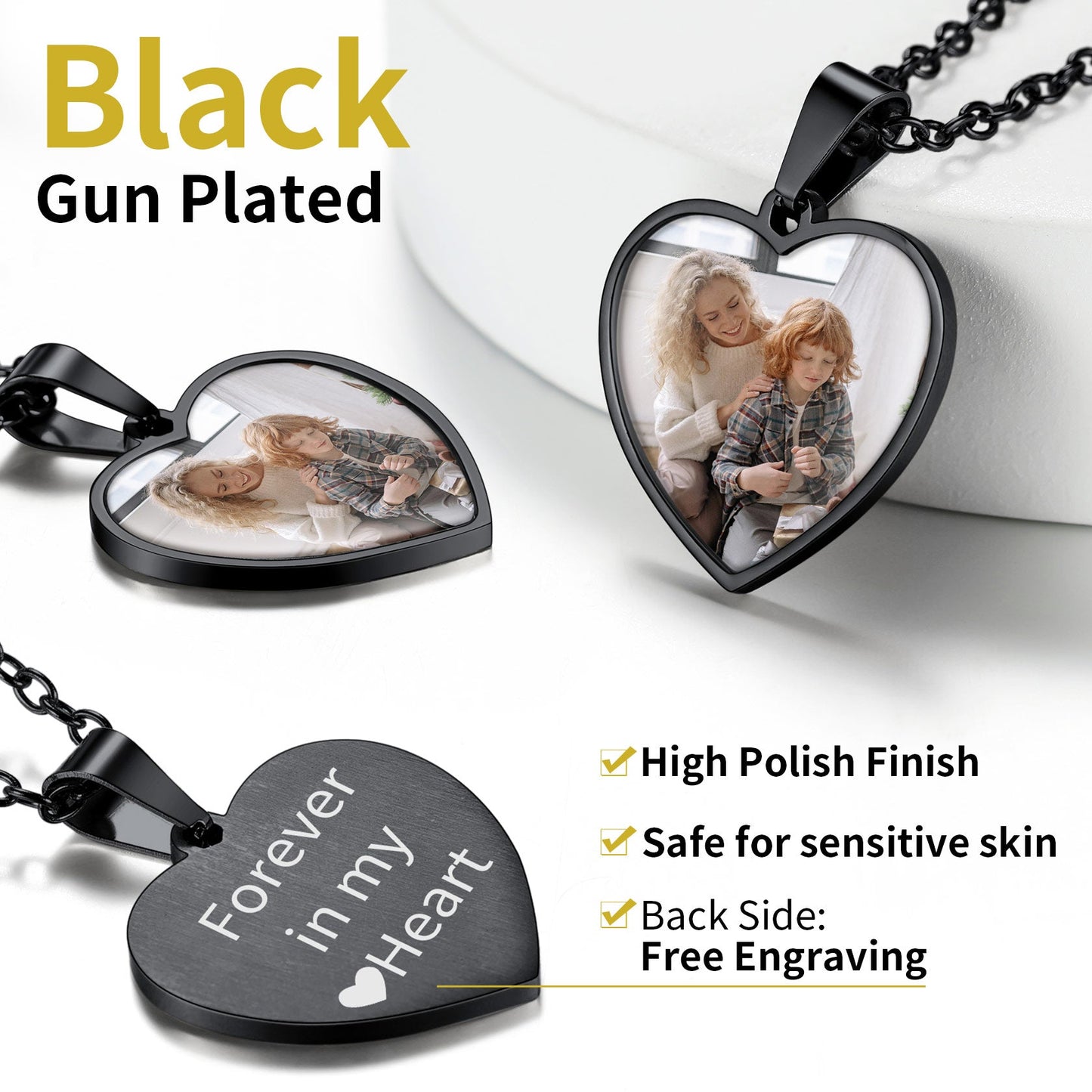 Customized Heart Photo Necklace Memorial Gift for