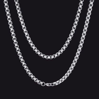 Hollow Rolo Box Link Chain Necklace for , 3/6mm Width