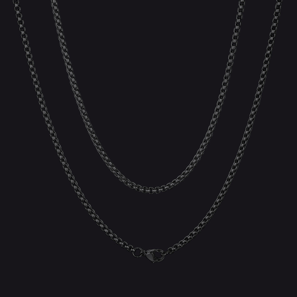 Hollow Rolo Box Link Chain Necklace for , 3/6mm Width
